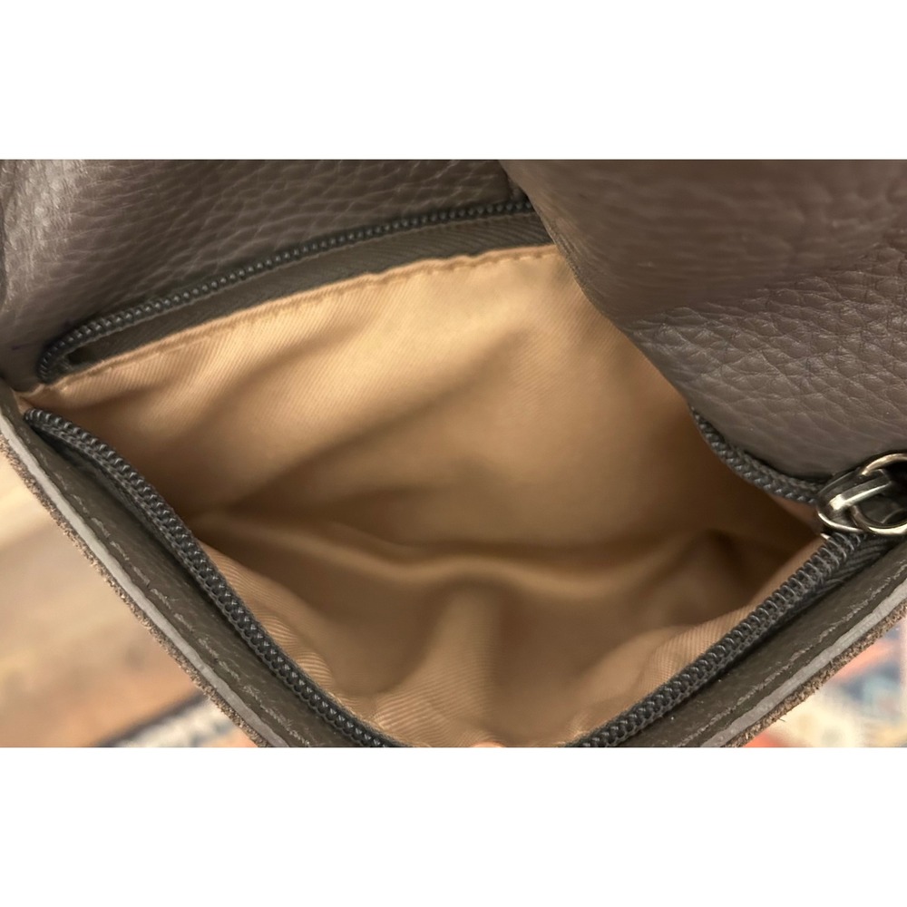The Sak Gray Pebbled Leather Crossbody Bag with Woven Geometric Strap Messenger - Picture 4 of 11